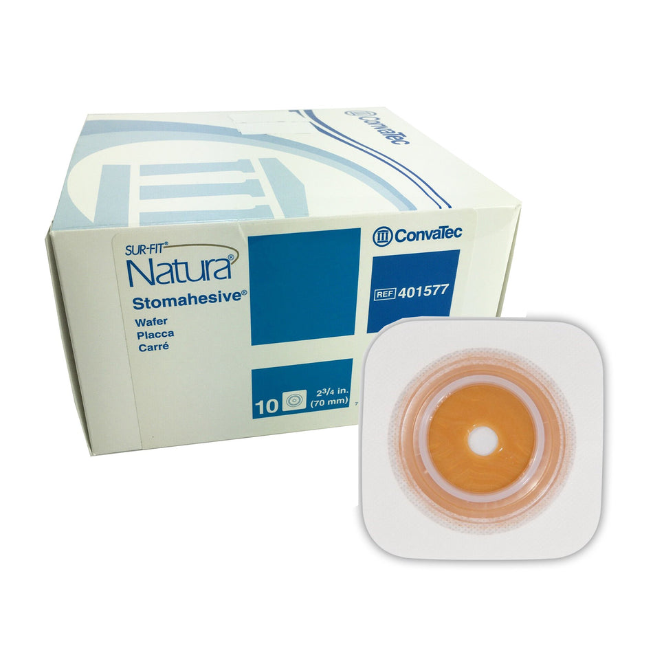 Sur-Fit Natura Colostomy Barrier With 1 7/8-2 Inch Stoma Opening-"Ostomy Barrier Sur-Fit Natura Trim to Fit, Standard Wear Stomahesive Without Tape 70 mm Flange Sur-Fit Natura System Hydrocolloid 1-7/8 to 2-1/2 Inch Opening 5 X 5 Inch"