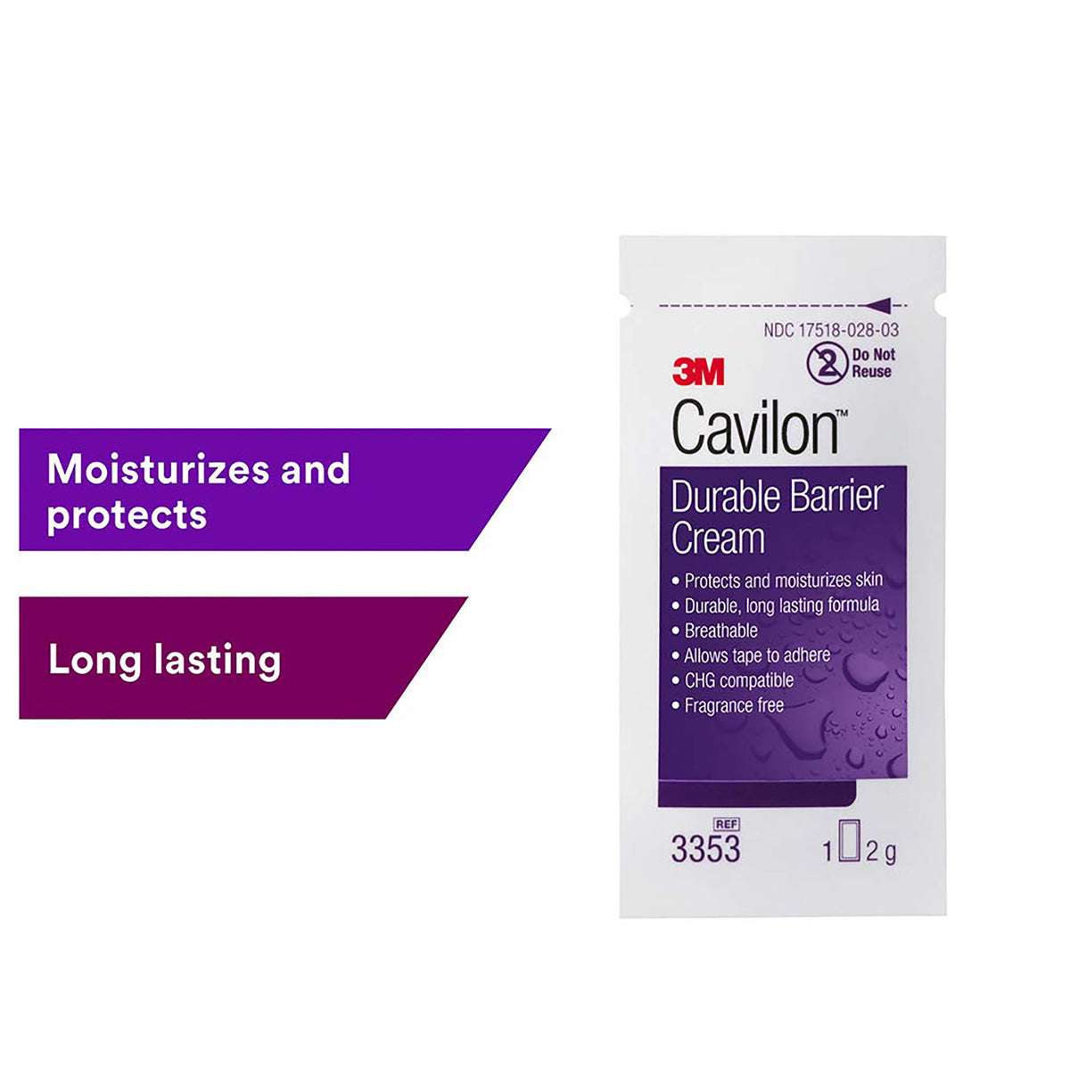 3M Cavilon Skin Protectant, Unscented Cream-Skin Protectant 3M Cavilon 2 Gram Individual Packet Unscented Cream CHG Compatible