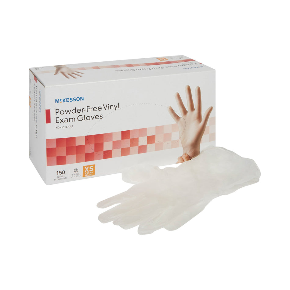 McKesson Vinyl Exam Glove, Extra Small, Clear-Exam Glove McKesson X-Small NonSterile Vinyl Standard Cuff Length Smooth Clear Not Rated