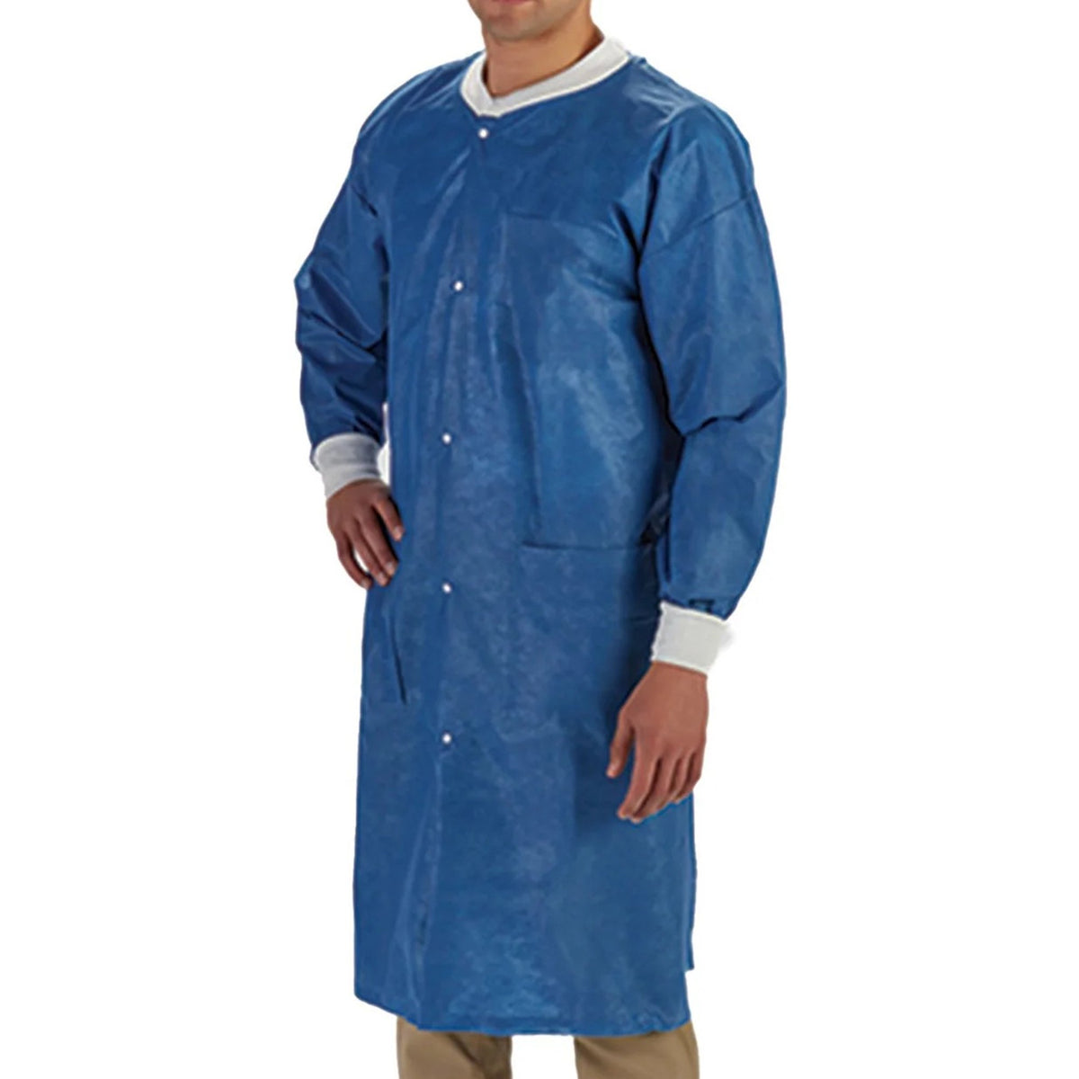 LabMates Lab Coat, 2X-Large, Blue-Lab Coat LabMates Blue 2X-Large Knee Length SMS Disposable