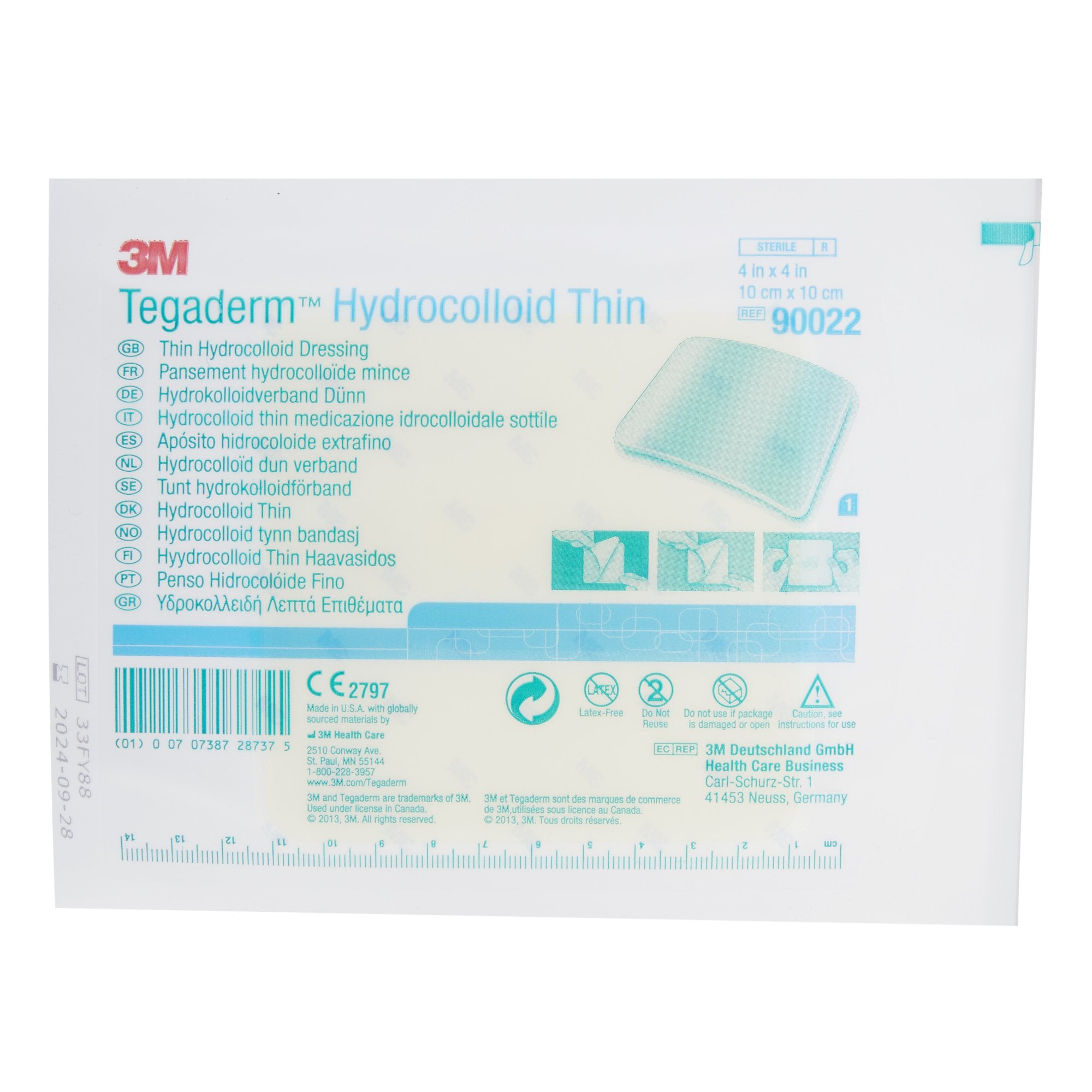 3M Tegaderm Thin Hydrocolloid Dressing, 4 x 4 Inch-Thin Hydrocolloid Dressing 3M Tegaderm Thin 4 X 4 Inch Square