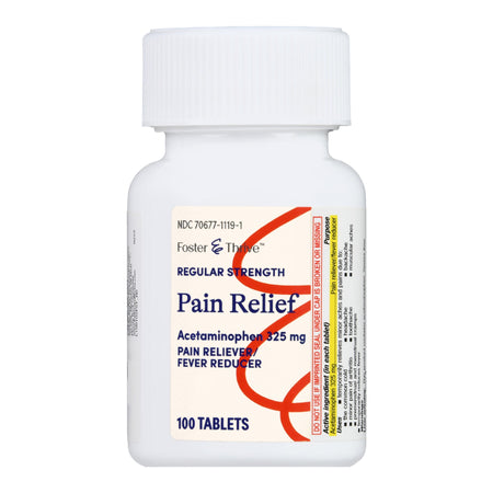 Foster & Thrive Regular Strength Pain Relief Acetaminophen 325 mg Tablets-Pain Relief Foster & Thrive 325 mg Strength Acetaminophen Tablet 100 per Bottle