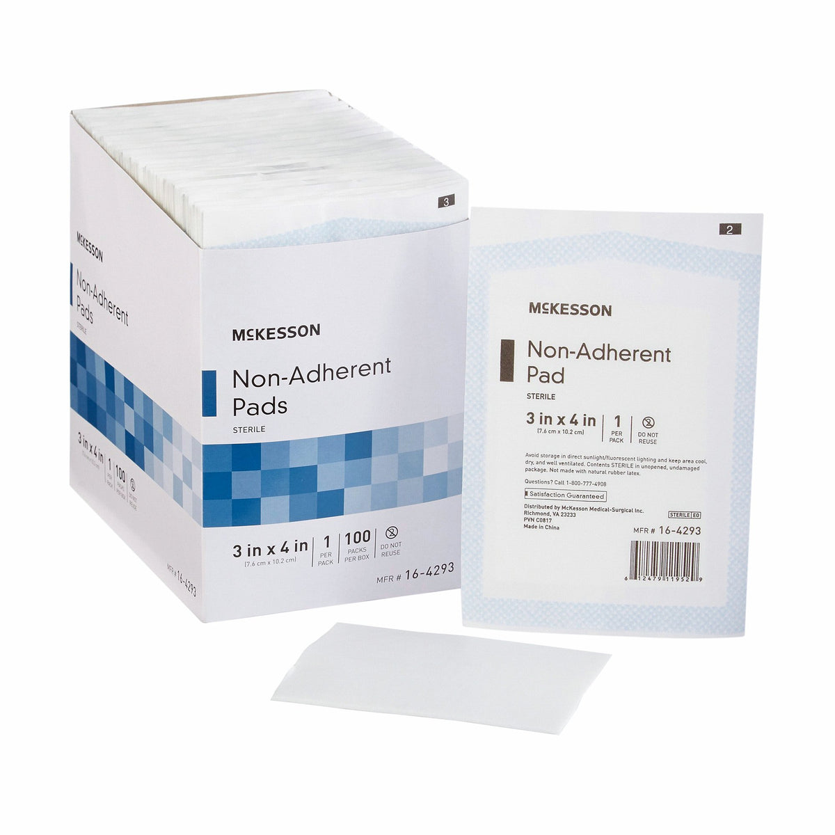 McKesson Nonadherent Dressing, 3 x 4 Inch-Non-Adherent Dressing McKesson 3 X 4 Inch Sterile 100 per Pack