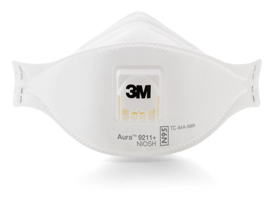 3M Aura Particulate Respirator Mask-Particulate Respirator Mask 3M Aura Industrial N95 with Valve Not Rated Elastic Strap One Size Fits Most