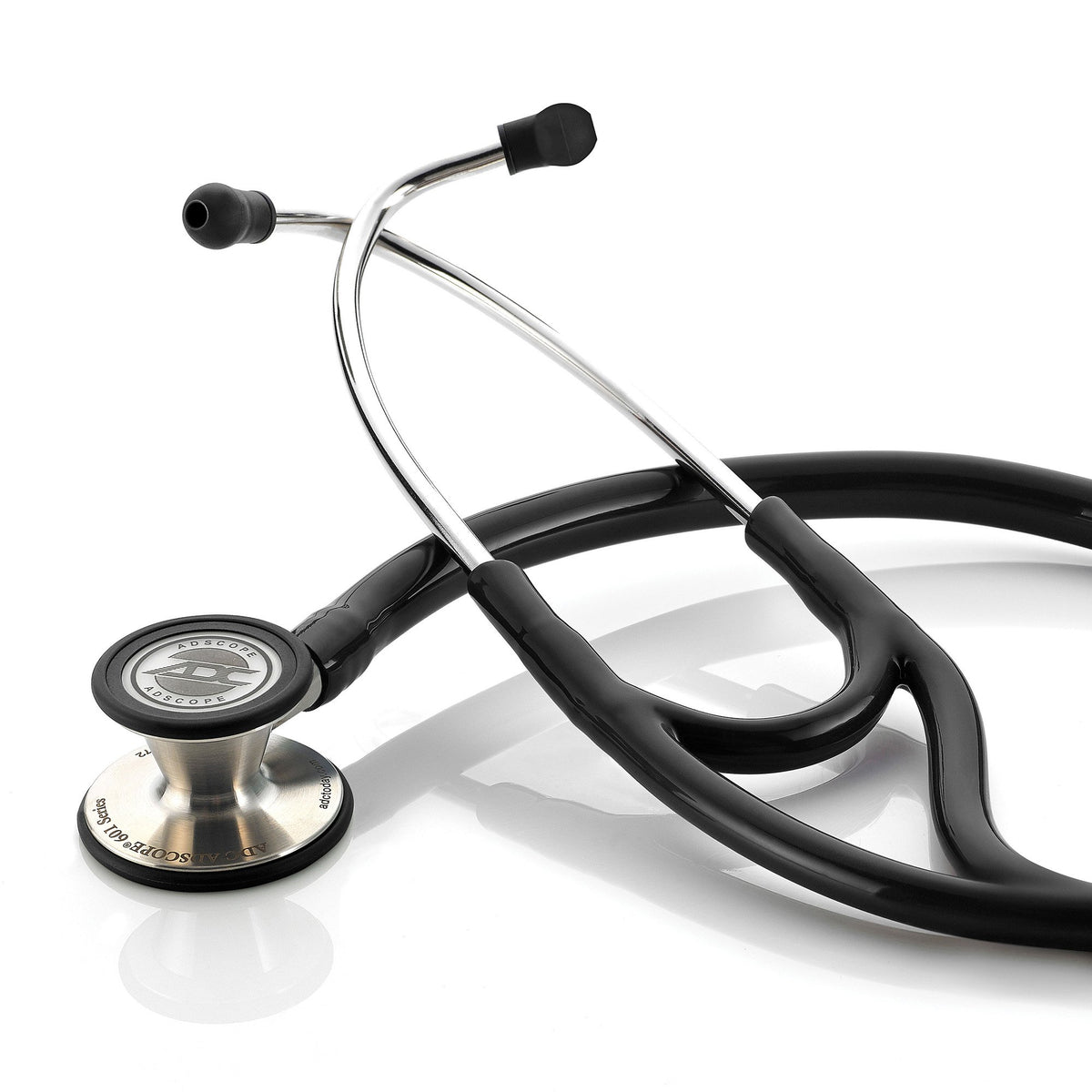 Adscope 601 Cardiology Stethoscope-Cardiology Stethoscope Adscope 601 Black 1-Tube 19 Inch Tube Convertible Chestpiece