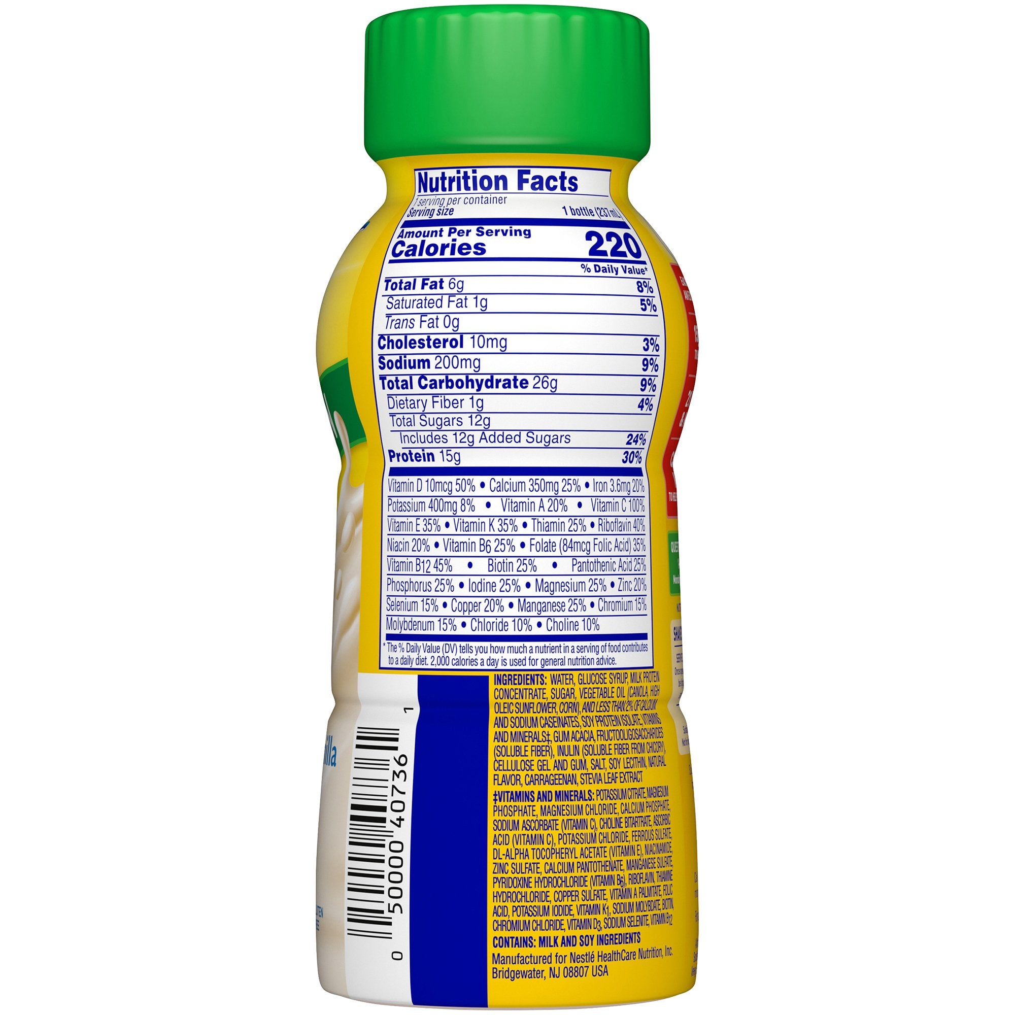 Carnation Breakfast Essentials High Protein Vanilla Nutritional Drink, 8-ounce bottle-Oral Supplement Carnation Breakfast Essentials High Protein Classic French Vanilla Flavor Liquid 8 oz. Bottle