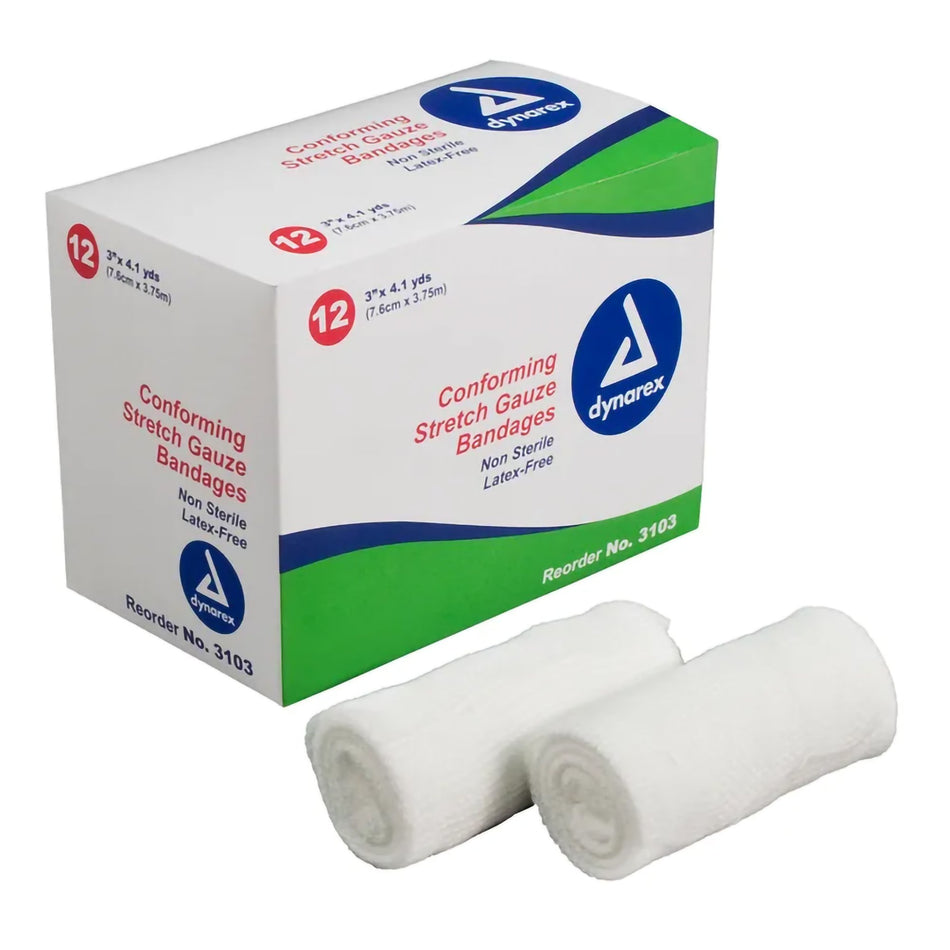 dynarex� Conforming Bandage, 3 Inch x 4-1/10 Yard-Conforming Bandage Dynarex� 3 Inch X 4-1/10 Yard 1-Ply NonSterile 12 per Pack