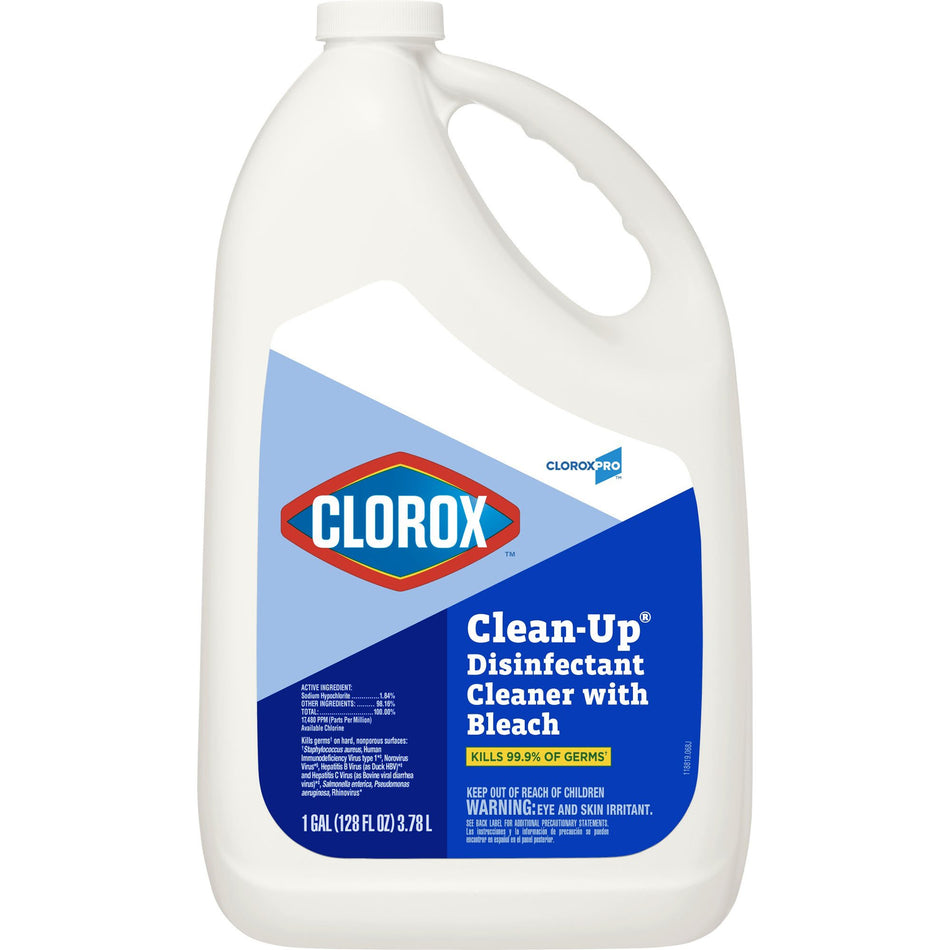 Clorox Pro Clorox Clean-Up Disinfectant Cleaner with Bleach, Jug, 1 gal.-CloroxPro Clorox Clean-Up with Bleach Surface Disinfectant Cleaner Refill Manual Pour Liquid 1 gal. Jug Chlorine Scent NonSterile