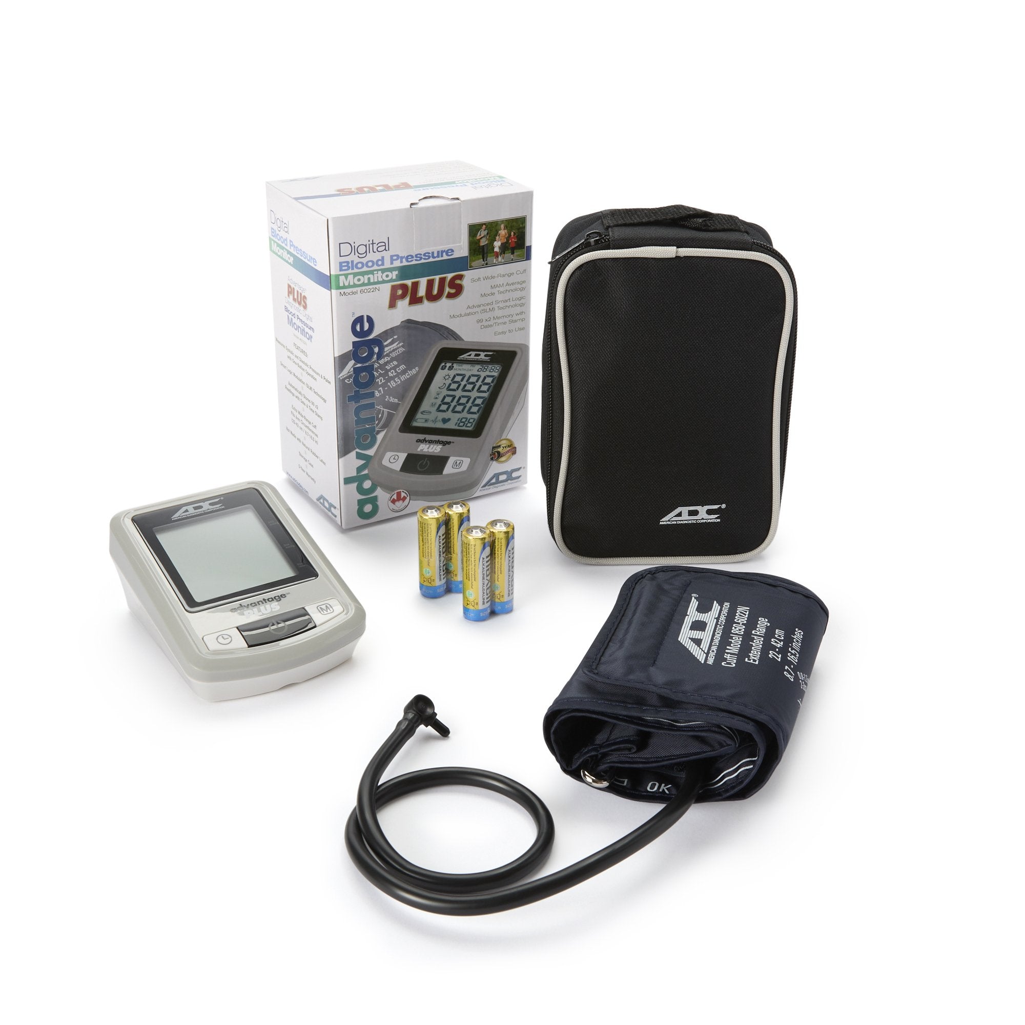ADC Advantage Blood Pressure Monitor-Home Automatic Digital Blood Pressure Monitor Advantage 6021N Series Large Adult Cuff Nylon Cuff 32 - 52 cm Desk Model