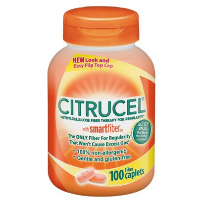 Citrucel Methylcellulose Fiber Supplement-Fiber Supplement Citrucel Capsule 100 per Bottle 500 mg Strength Methyl Cellulose