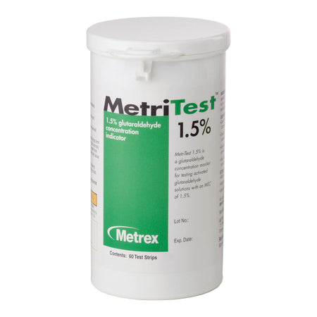 MetriTest 1.5% Glutaraldehyde Concentration Indicator-Glutaraldehyde Concentration Indicator MetriTest 1.5% Pad 60 Test Strips Bottle Single Use