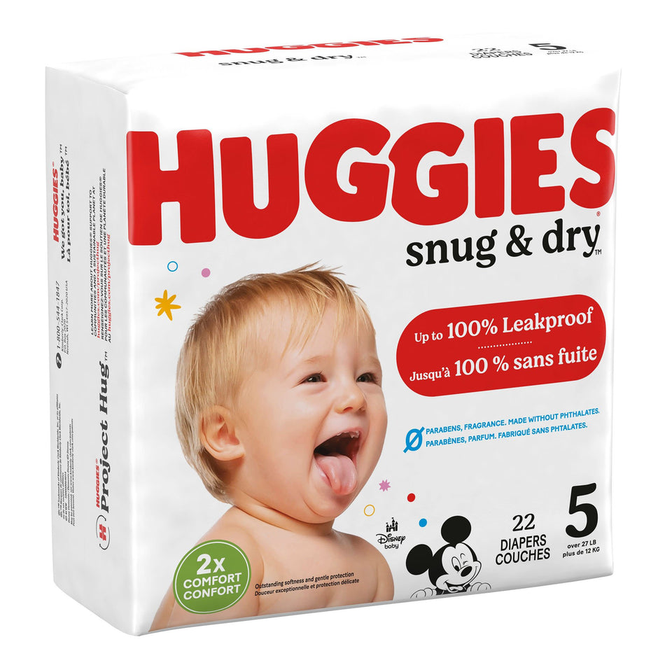 Huggies Snug & Dry Diaper, Size 5-Unisex Baby Diaper Huggies Snug & Dry Size 5 Disposable Heavy Absorbency