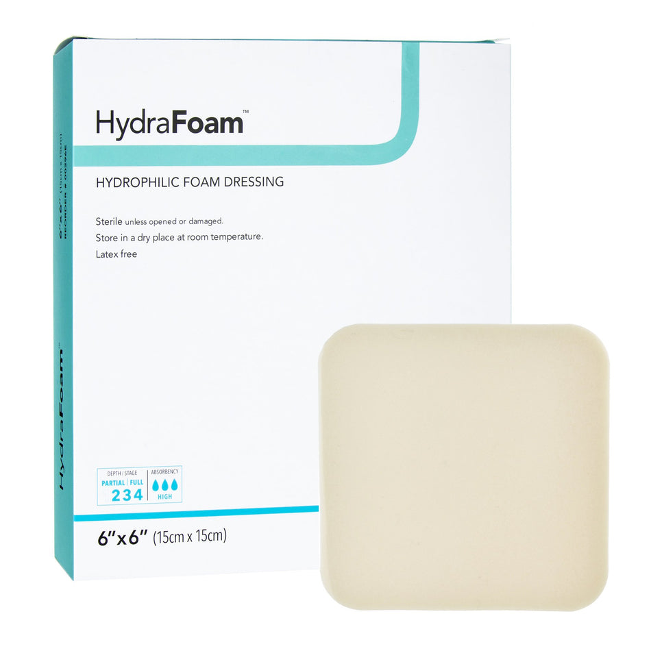 HydraFoam� Nonadhesive Foam Dressing, 6 x 6 Inch-Foam Dressing HydraFoam� 6 X 6 Inch Without Border Waterproof Backing Nonadhesive Square Sterile
