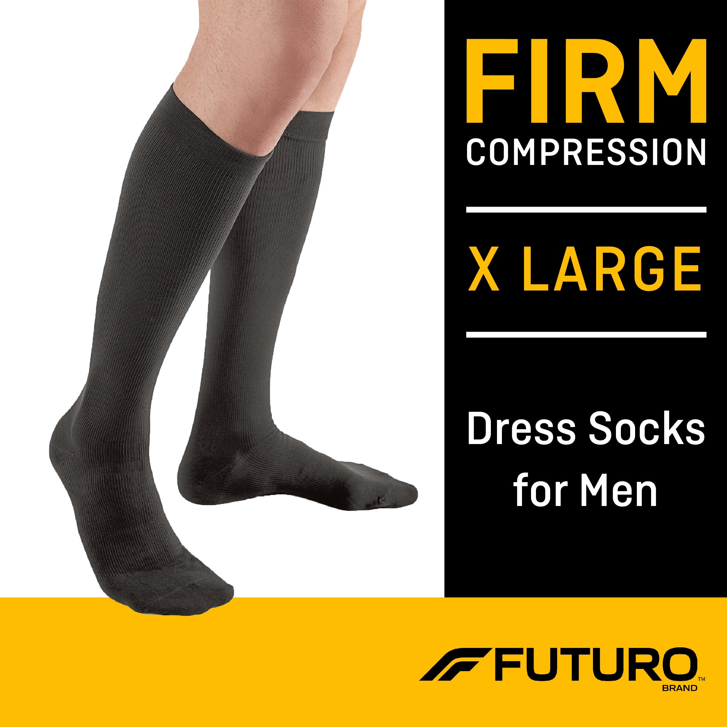 3M Futuro Lifestyle Compression Firm Dress Socks for Men, Black, X-Large-Compression Socks 3M Futuro Knee High X-Large Black Closed Toe