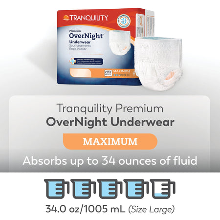 Tranquility Premium OverNight Disposable Absorbent Underwear, XS - Incontinence>Adult Briefs and Protective Undergarments...