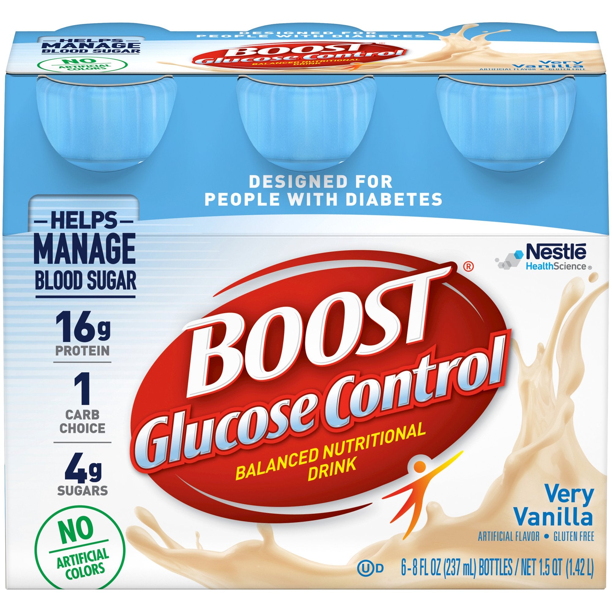 Boost Glucose Control Vanilla Balanced Nutritional Drink, 8-ounce Bottle-Oral Supplement Boost Glucose Control Very Vanilla Flavor Liquid 8 oz. Bottle