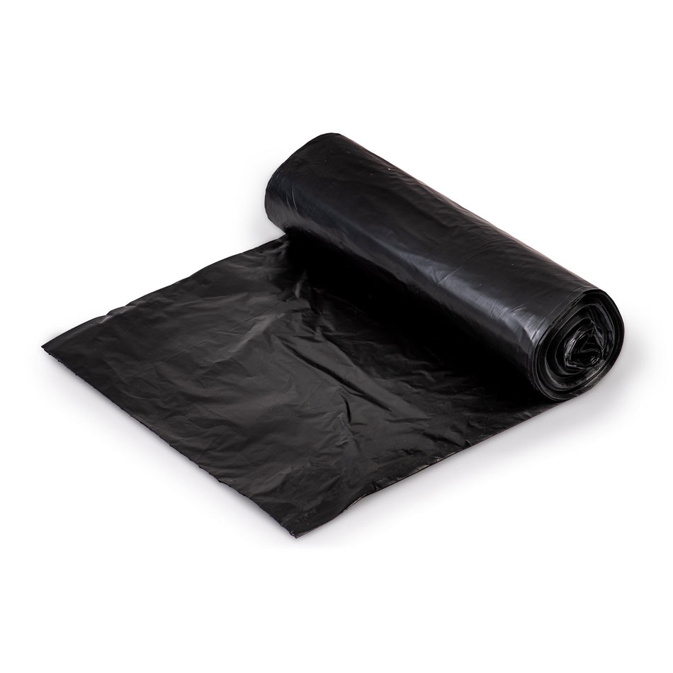 Colonial Bag Extra Heavy Duty Trash Bag, Black, 60 gal-Trash Bag Colonial Bag 60 gal. Black HDPE 17 Mic. 38 X 58 Inch X-Seal Bottom Coreless Roll