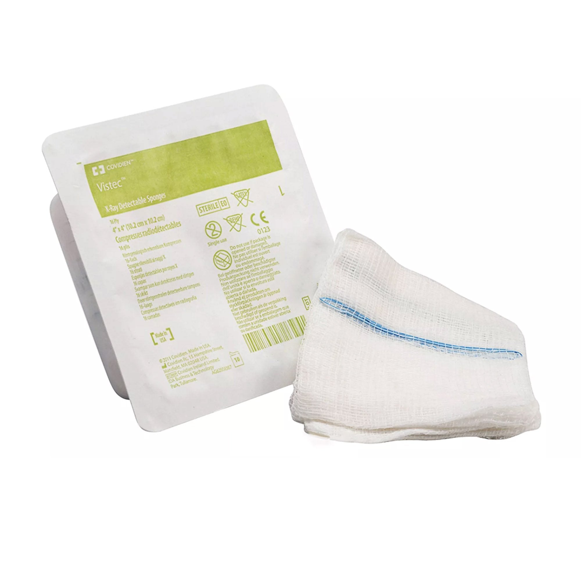 Visitec USP Type VII X-Ray Detectable Gauze Sponge, 4 x 4 Inch, 16-Ply-Gauze Sponge X-Ray Detectable Visitec 4 X 4 Inch 16-Ply NonSterile X-Ray Detectable 10 per Pack