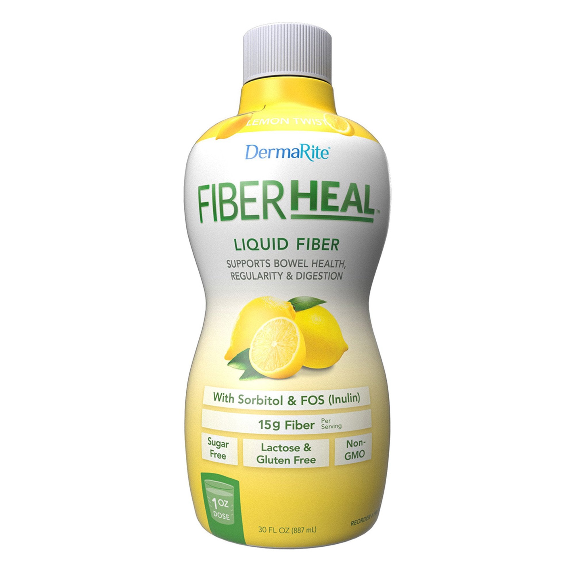 FiberHeal Lemon Twist Liquid Fiber Supports Bowel Health, Regularity & Digestion, 30-ounce bottle-Oral Supplement FiberHeal Lemon Twist Flavor Liquid 30 oz. Bottle