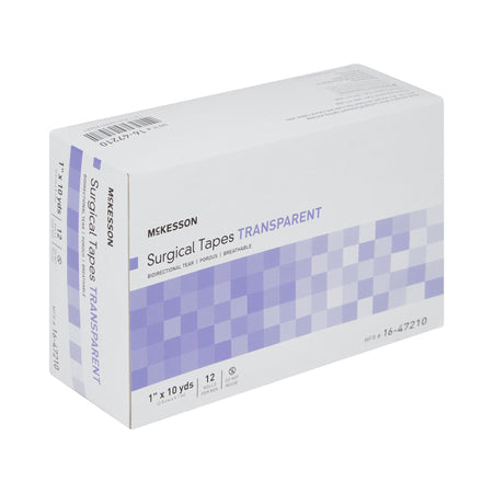 McKesson Plastic Medical Tape, 1 Inch x 10 Yard, Transparent-Medical Tape McKesson Transparent 1 Inch X 10 Yard Plastic NonSterile