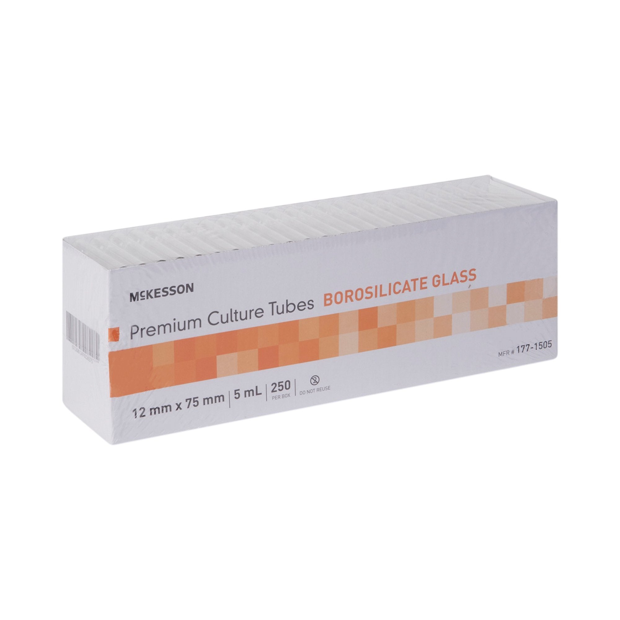 McKesson Glass Test Tube, 5 mL, 12 x 75 mm-McKesson Test Tube Plain 5 mL Without Closure Glass Tube