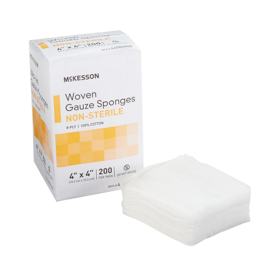 McKesson Gauze Sponge, 4 x 4 Inch, 8-Ply-Gauze Sponge McKesson 4 X 4 Inch 8-Ply NonSterile 200 per Pack