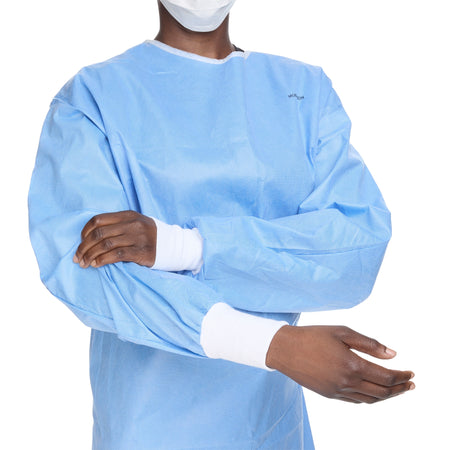 McKesson Non-Reinforced Surgical Gown with Towel-Non-Reinforced Surgical Gown with Towel McKesson Medium Blue Sterile AAMI Level 3 Disposable
