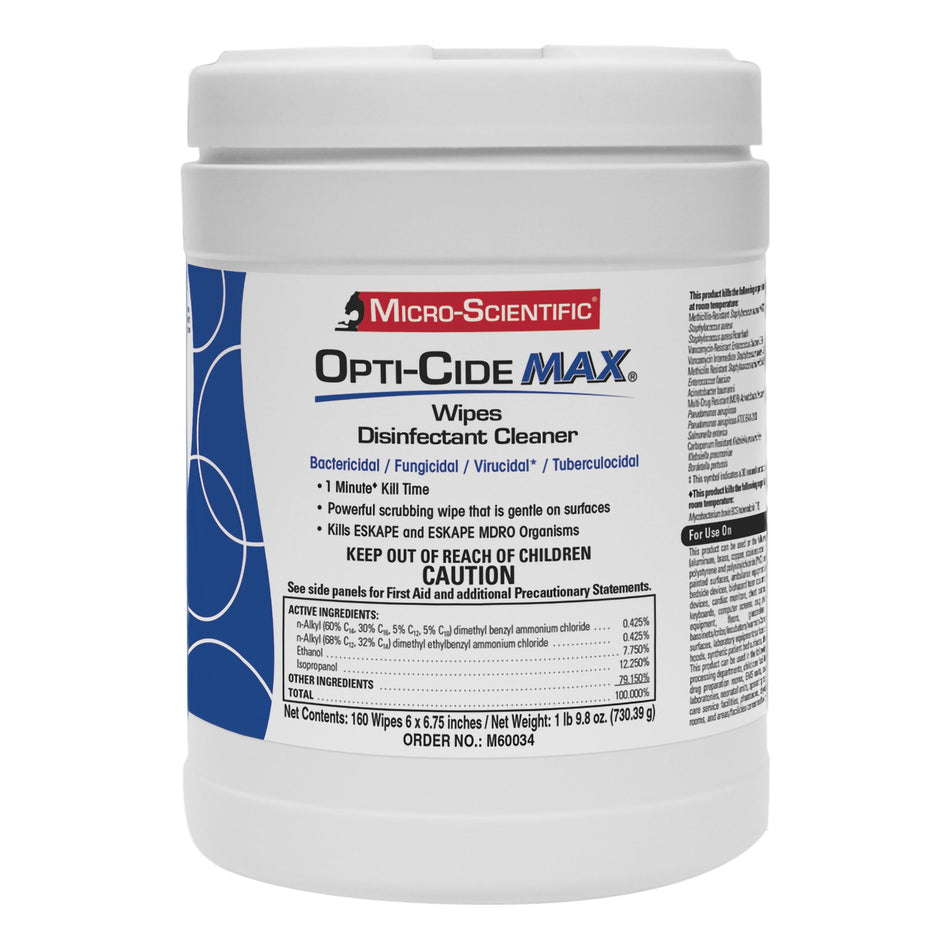 Opti-Cide Max Surface Disinfectant Cleaner Wipes-Opti-Cide Max Surface Disinfectant Cleaner Premoistened Alcohol Based Manual Pull Wipe 160 Count Canister Alcohol Scent NonSterile