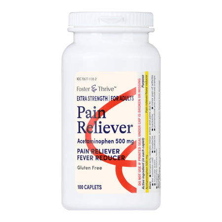 Foster & Thrive Extra Strength Pain Relief Acetaminophen 500 mg Caplets-Pain Relief Foster & Thrive 500 mg Strength Acetaminophen Caplet 100 per Bottle