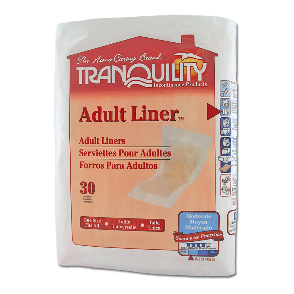 Tranquility Moderate Incontinence Liner, 9 x 24 Inch-Bladder Control Pad Tranquility 9 X 24 Inch Heavy Absorbency Super Absorbent Core One Size Fits Most