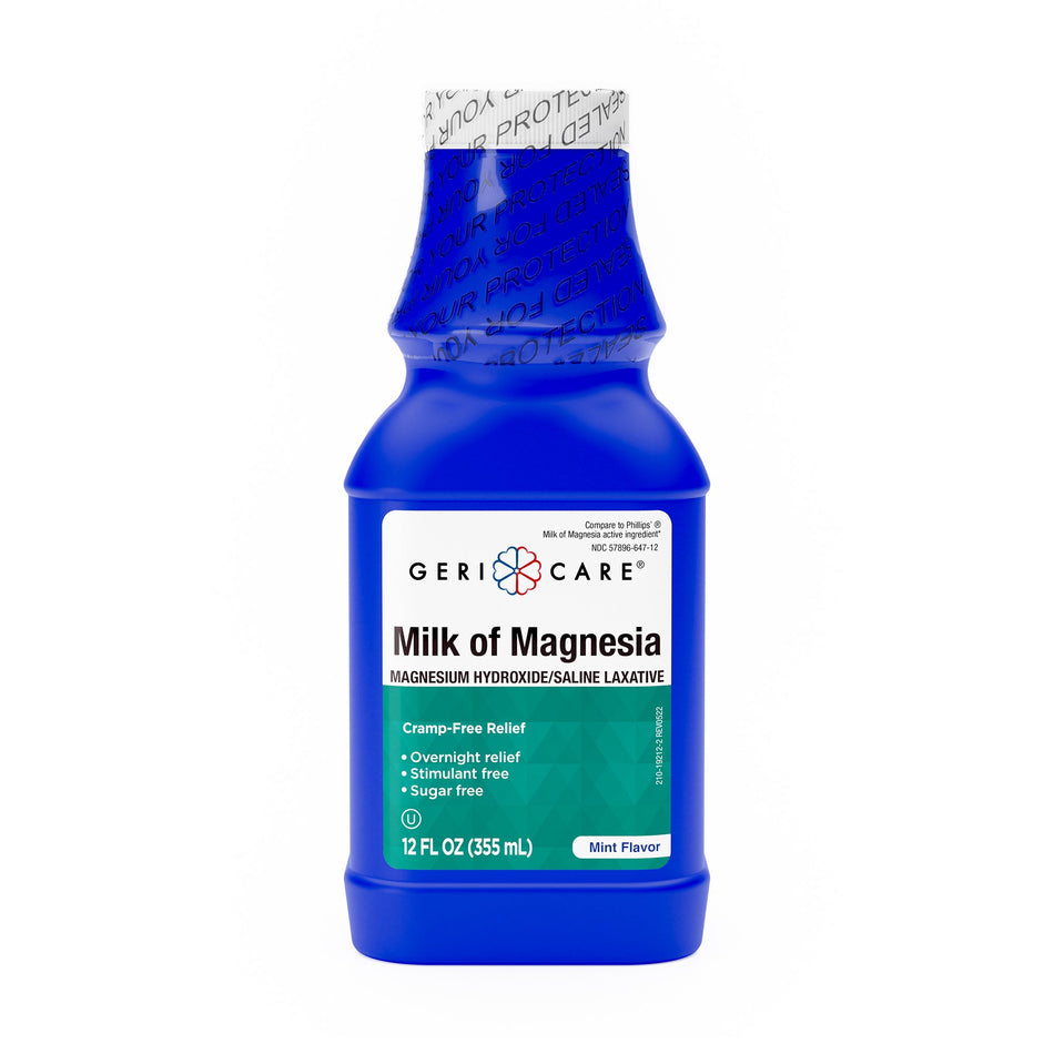 Geri-Care Magnesium Hydroxide Laxative, 12-ounce Bottle-Laxative Milk of Magnesia Mint Flavor Liquid 12 oz. Magnesium Hydroxide