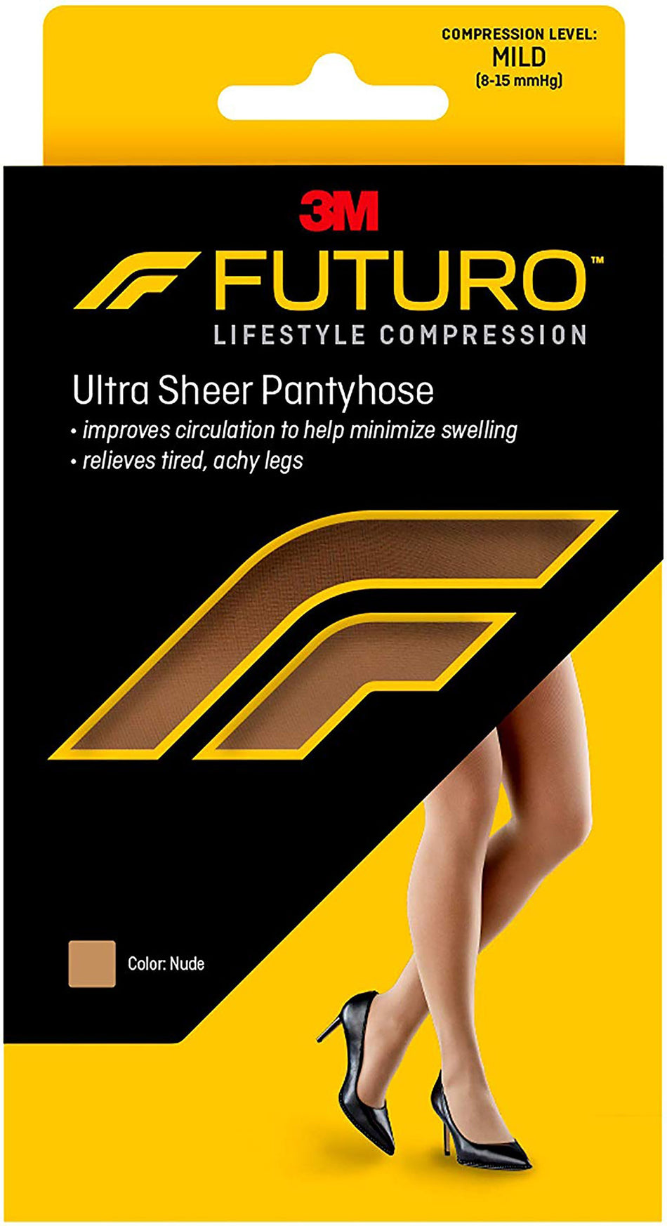 3M Futuro Energizing Ultra Sheer Pantyhose, Nude, Medium-Compression Pantyhose 3M Futuro Energizing Waist High Medium Nude Closed Toe