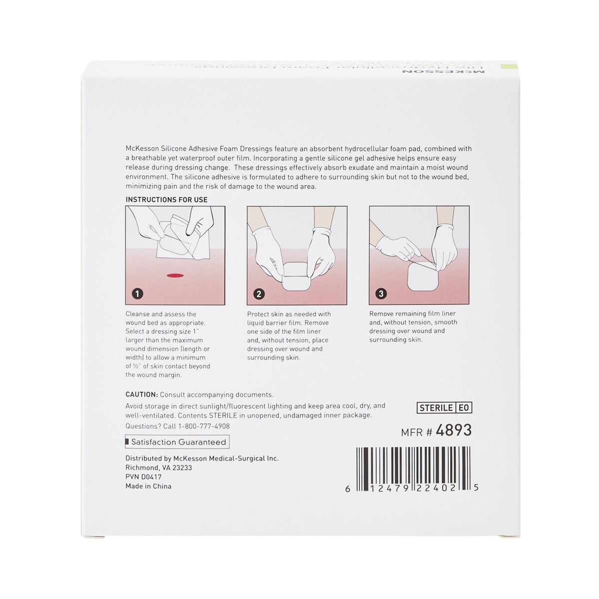 McKesson Lite Silicone Gel Adhesive without Border Thin Silicone Foam Dressing, 4 x 4 Inch-Thin Foam Dressing McKesson Lite 4 X 4 Inch Without Border Film Backing Silicone Gel Adhesive Square Sterile