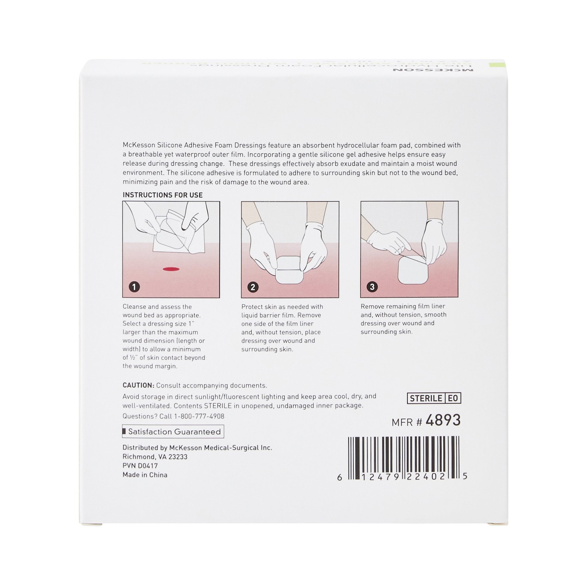 McKesson Lite Silicone Gel Adhesive without Border Thin Silicone Foam Dressing, 4 x 4 Inch-Thin Foam Dressing McKesson Lite 4 X 4 Inch Without Border Film Backing Silicone Gel Adhesive Square Sterile