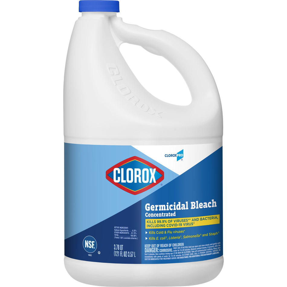 Clorox Pro Clorox Germicidal Bleach, Jug, 1 gal.-CloroxPro Clorox Bleach Germicidal Manual Pour Liquid Concentrate 121 oz. Jug Chlorine Scent NonSterile