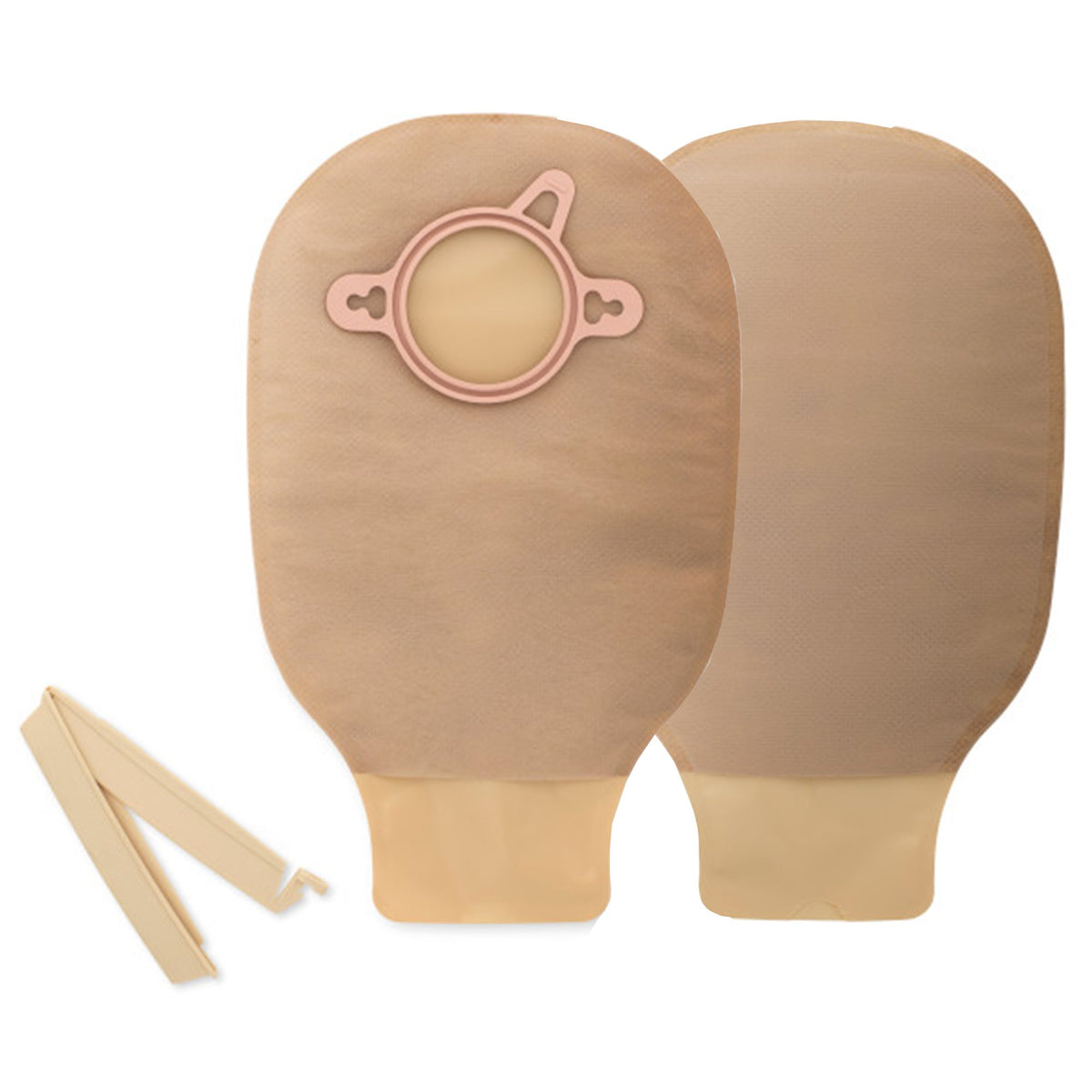 New Image Drainable Beige Colostomy Pouch, 9 Inch Length, Mini , 1 Inch Flange-"Colostomy Pouch New Image Two-Piece System 9 Inch Length, Mini Drainable"