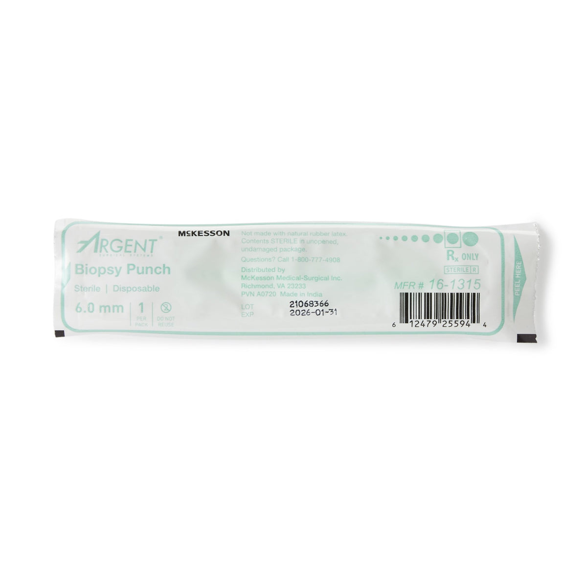 McKesson Argent Disposable Biopsy Punches, 6.0 mm-Biopsy Punch McKesson Argent Dermal 6 mm