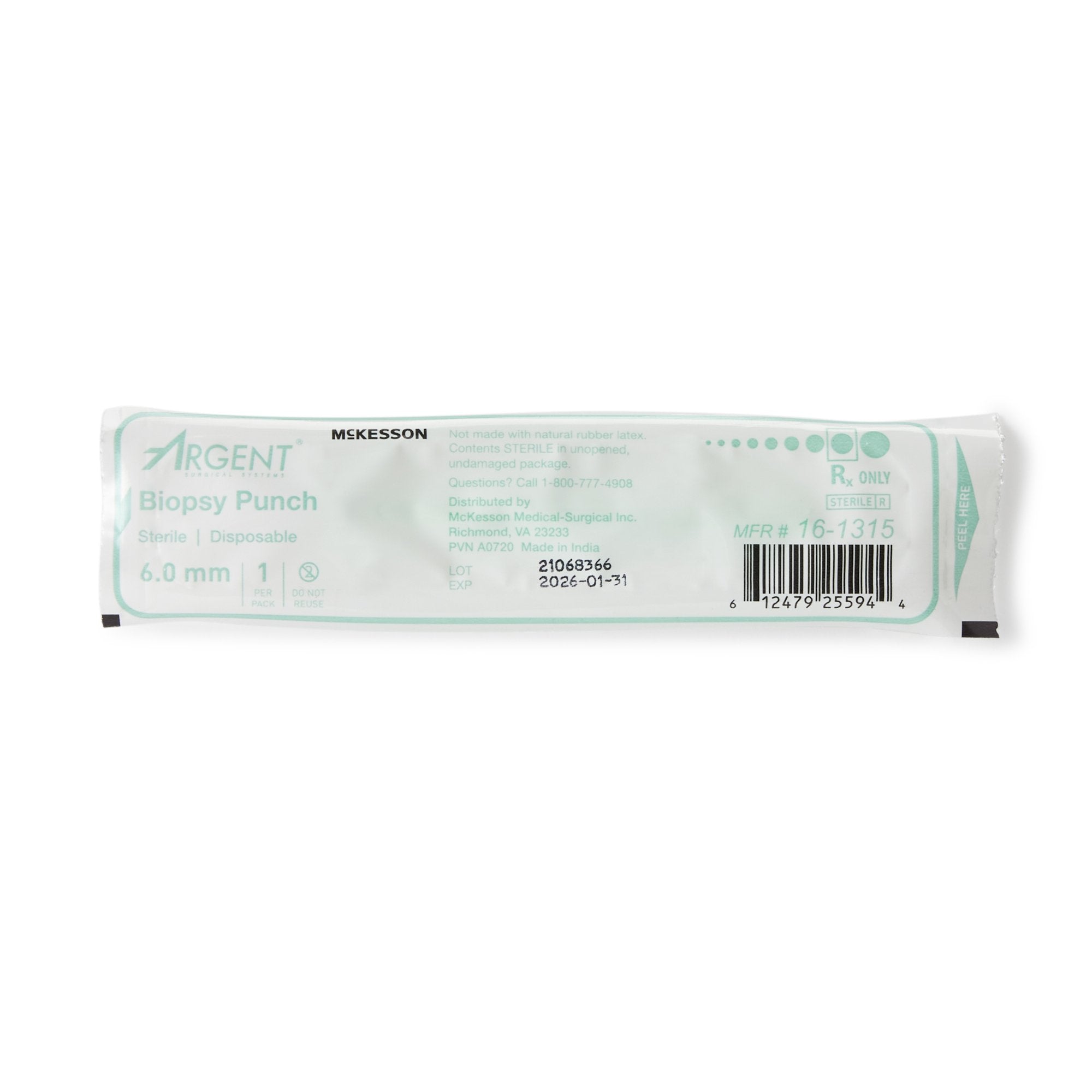 McKesson Argent Disposable Biopsy Punches, 6.0 mm-Biopsy Punch McKesson Argent Dermal 6 mm