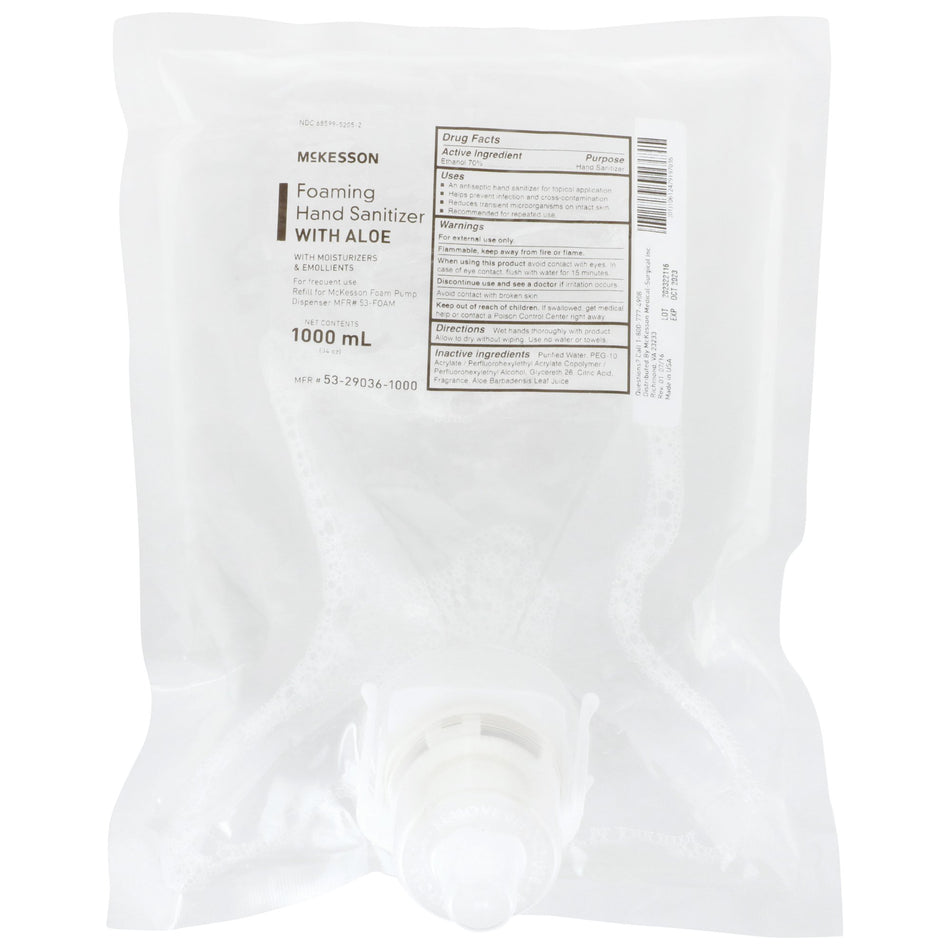 McKesson Foaming Hand Sanitizer with Aloe 1000 mL, Refill-"Hand Sanitizer with Aloe McKesson 1,000 mL Ethyl Alcohol Foaming Dispenser Refill Bag"