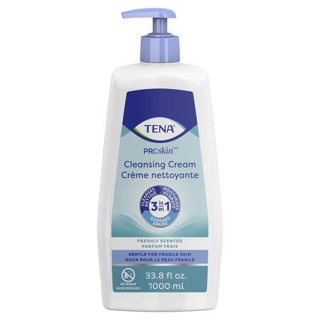 Tena Body Wash Cleansing Cream, Alcohol-Free, 3-in-1 Formula, Scented, 1,000 mL Pump Bottle-Rinse-Free Body Wash TENA ProSkin Cleansing Cream Cream 33.8 oz. Pump Bottle Mild Scent