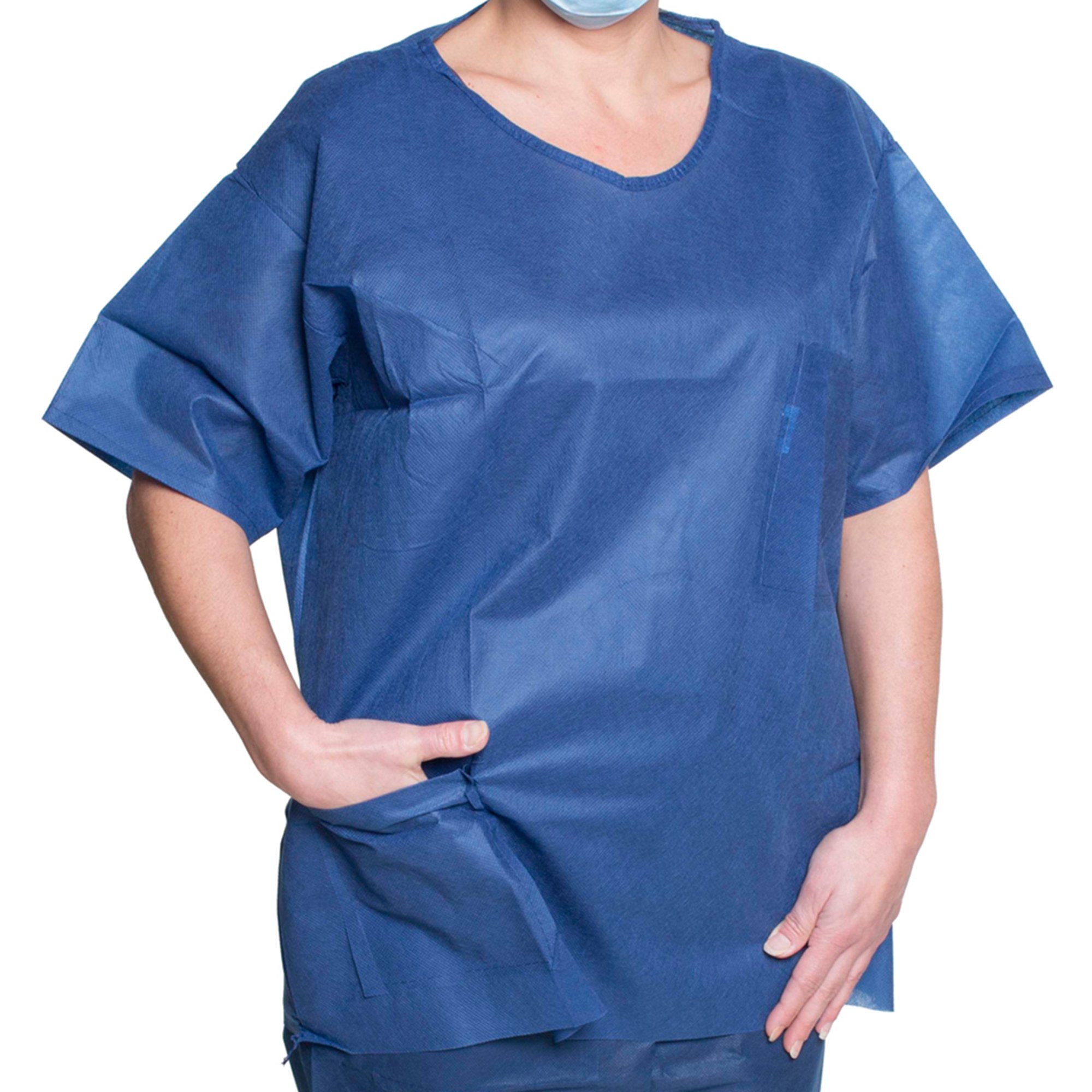 Dukal Spunbond Polypropylene Scrub Shirt, Large, Dark Blue - Apparel>Shirts and Scrubs - Dukal