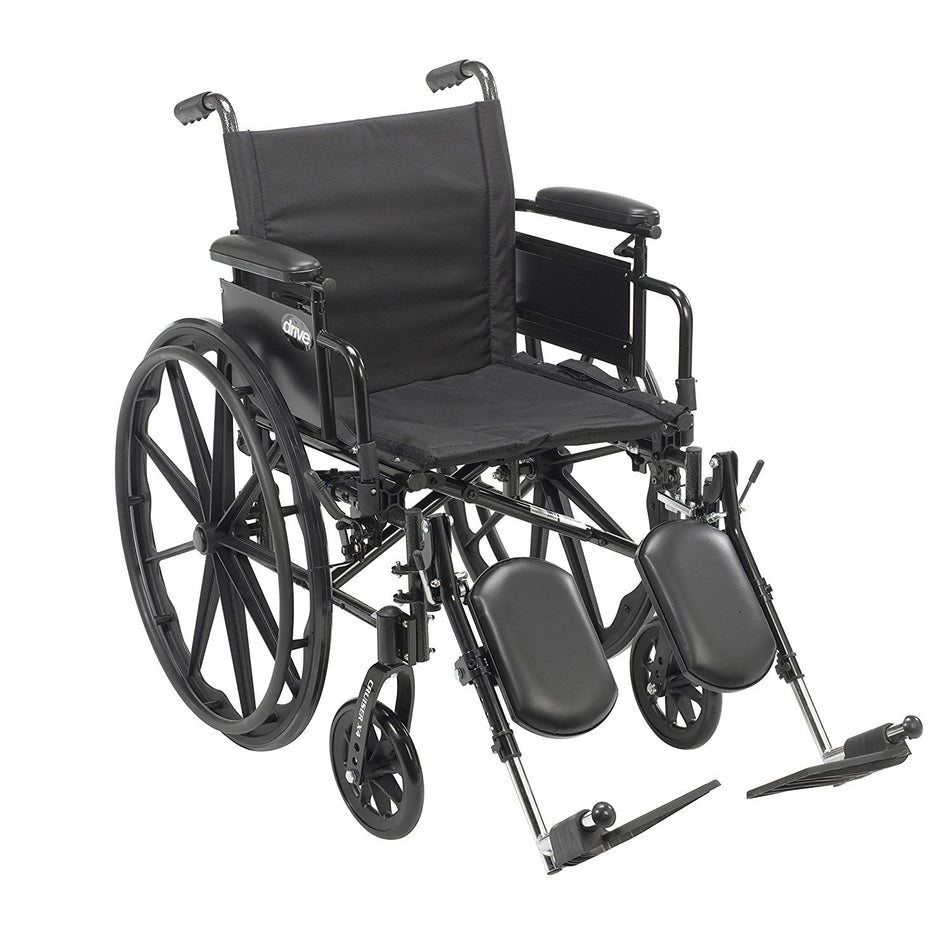 drive� Cruiser X4 Wheelchair, 18 Inch Seat Width-Wheelchair Cruiser X4 Dual Axle Desk Length Arm Elevating Legrest Black Upholstery 18 Inch Seat Width Adult 300 lbs. Weight Capacity