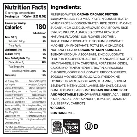 Orgain Kids Protein Organic Nutritional Shake, Chocolate, 8.25-ounce carton-Pediatric Oral Supplement Orgain Kids Protein Organic Nutritional Shake Chocolate Flavor 8.25 oz. Carton Liquid Organic