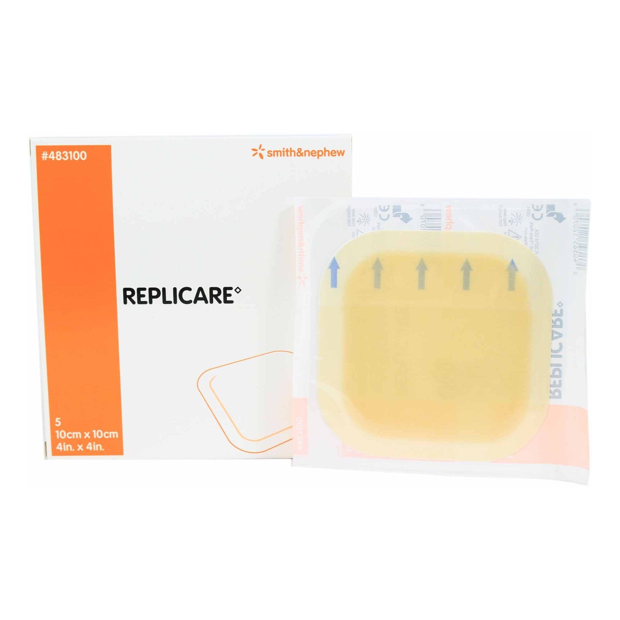 Replicare Hydrocolloid Dressing, 4 x 4 Inch-Hydrocolloid Dressing Replicare Film Backing 4 X 4 Inch Square Hydrocolloid / Film