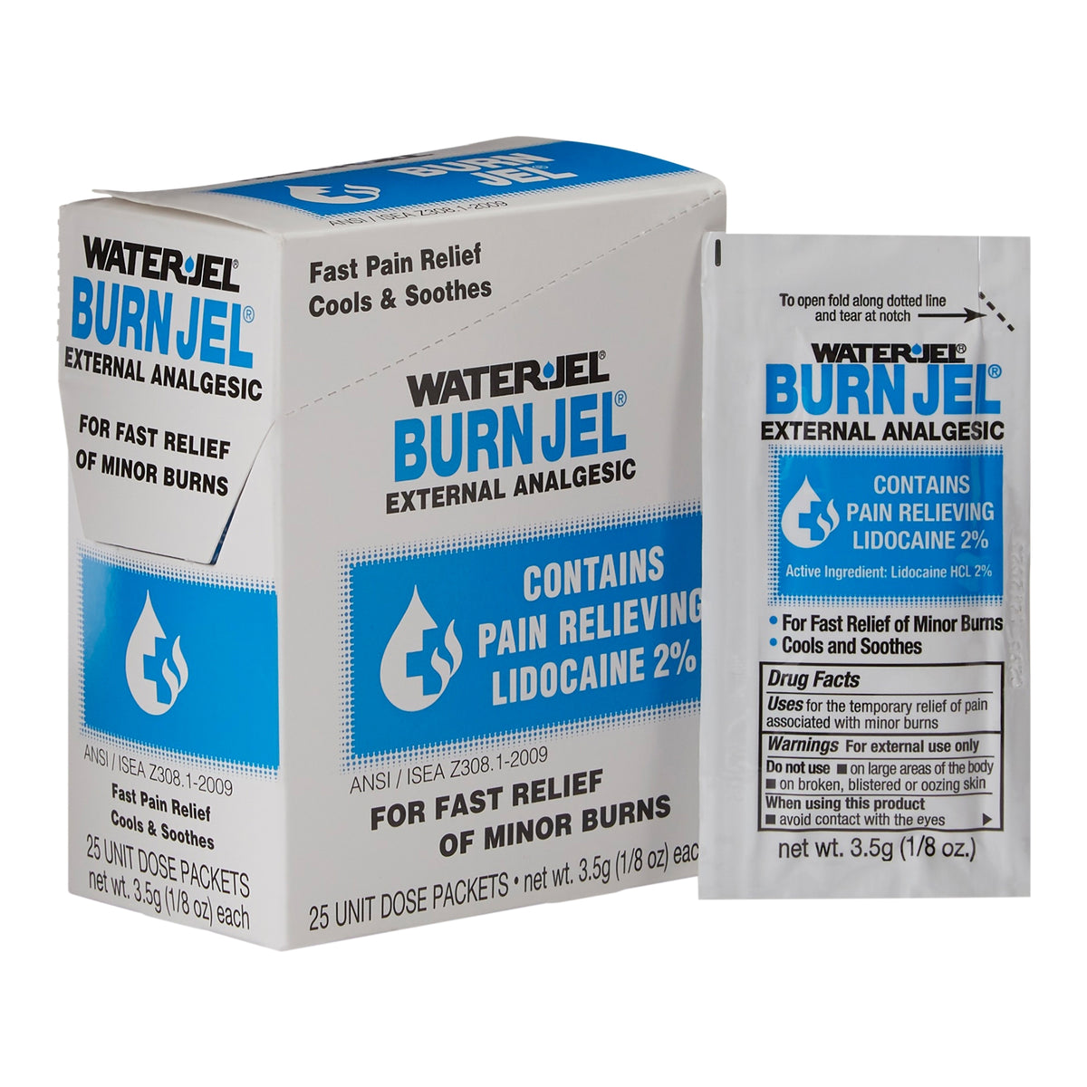 Water Jel Burn Jel Lidocaine Burn Relief-Burn Relief Water Jel Burn Jel Topical Gel 3.5 Gram Individual Packet