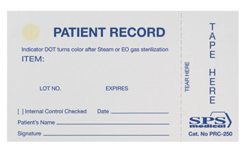 SPS Medical Sterilization Record Card for Tracking Sterilized items to Patient-Sterilization Record Card Steam / EO Gas