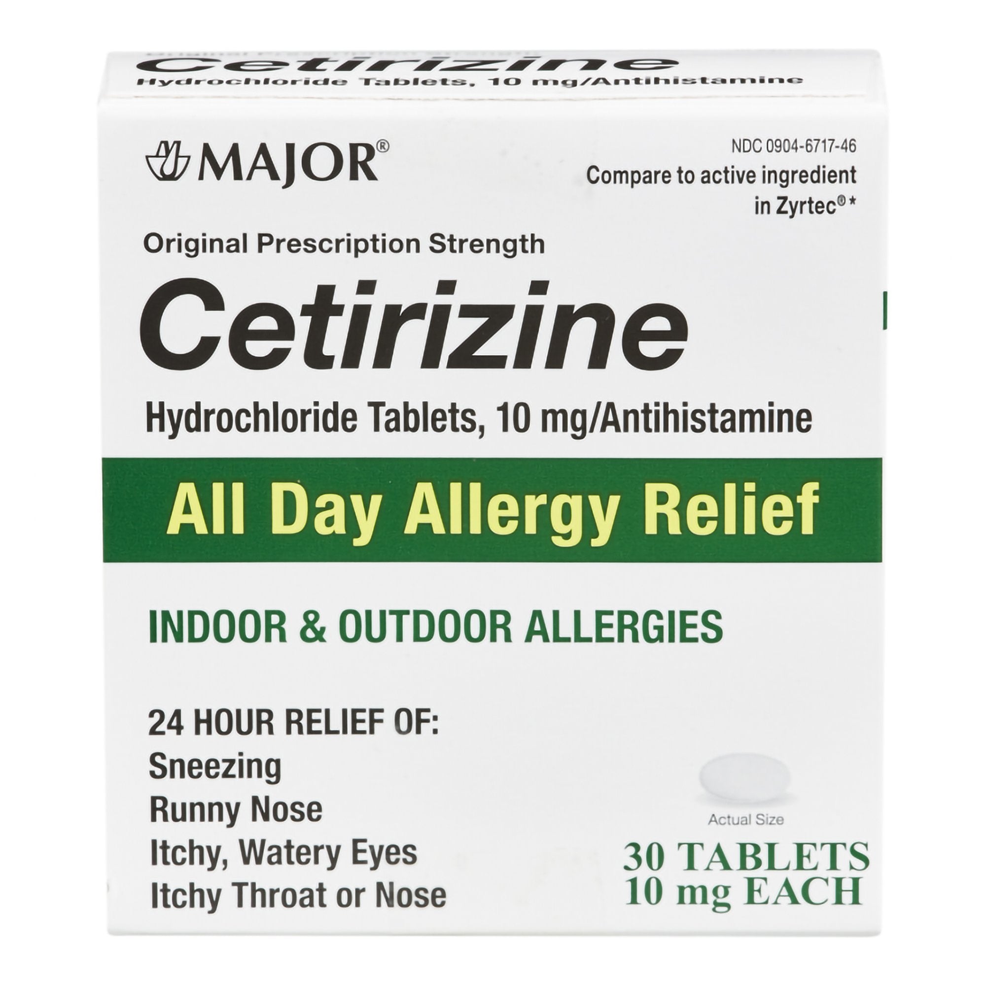 Major Cetirizine Antihistamine-Major Cetirizine HCl 10 mg Tablet 30 Tablets
