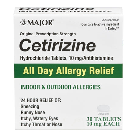 Major Cetirizine Antihistamine-Major Cetirizine HCl 10 mg Tablet 30 Tablets