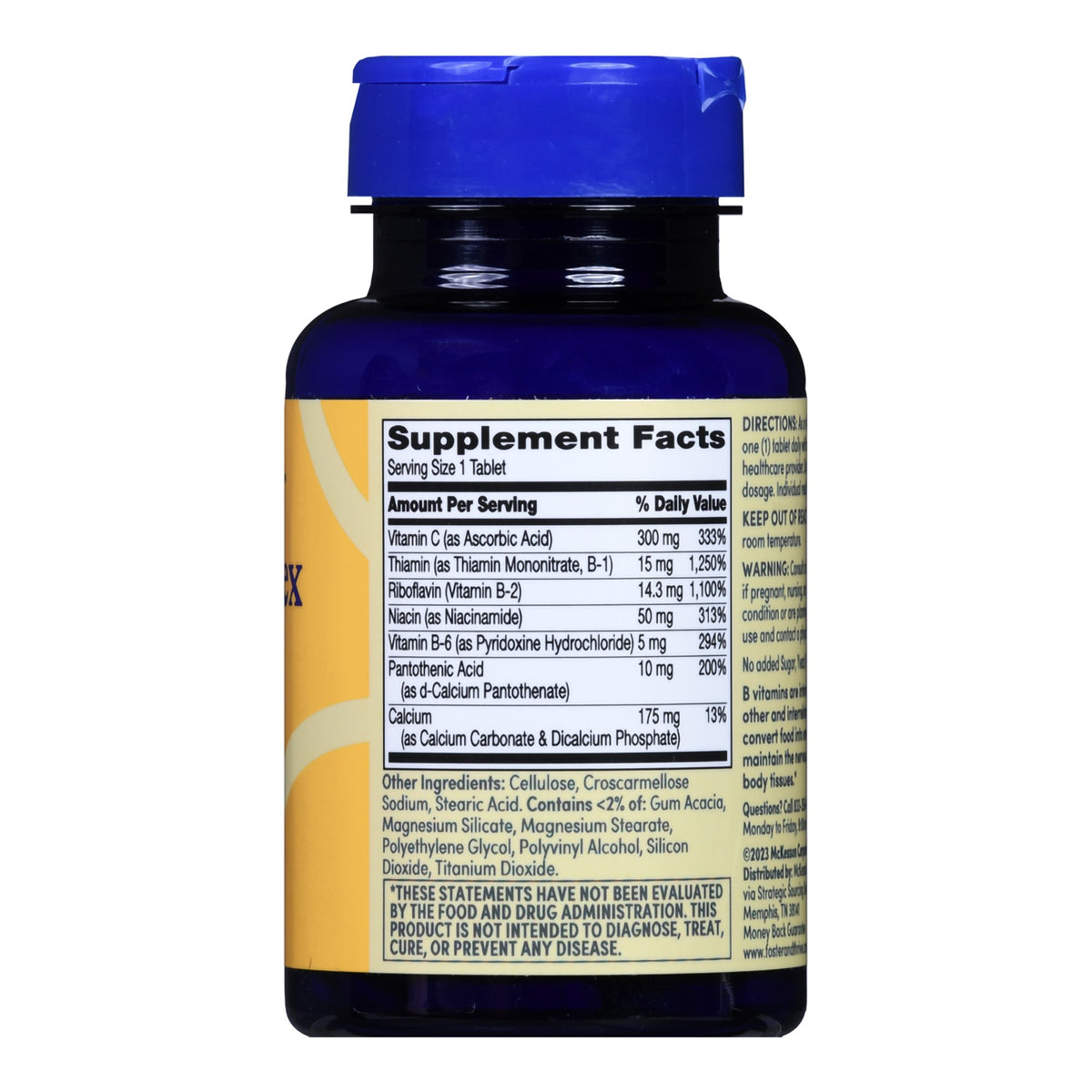 Foster & Thrive B-Complex Tablets-Multivitamin Supplement Foster & Thrive Vitamin B / Ascorbic Acid Tablet 100 per Bottle