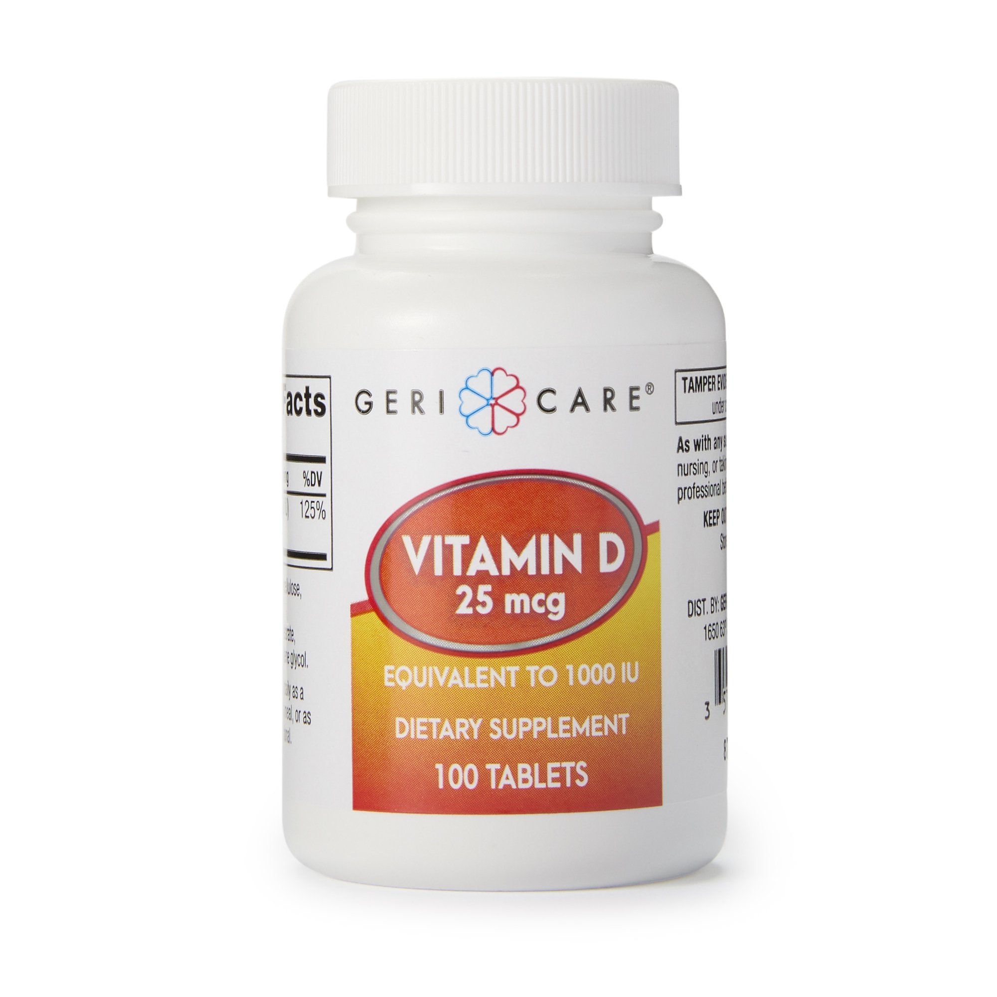 Geri-Care Vitamin D-3 Supplement-"Vitamin Supplement Geri-Care Vitamin D3 1,000 IU Strength Tablet 100 per Bottle"